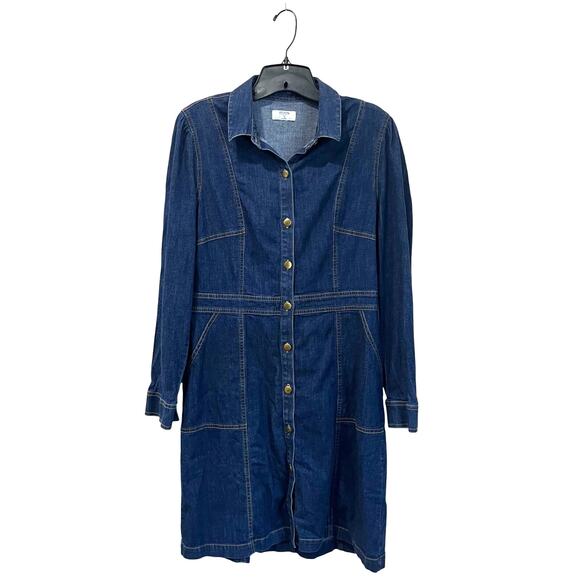 Untuckit For Her Denim Long Sleeve Shirt Career Professional Dress Size 10 - Picture 1 of 7